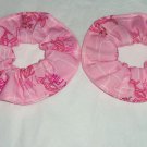 Think Pink Panther Fabric Mini Hair Scrunchie Scrunchies by Sherry Lot of 2
