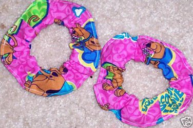 Hot Pink I Love Scooby Doo Fabric Mini Hair Scrunchie Scrunchies by Sherry Lot of 2