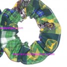 John Deere Tractors Patchwork Green Fabric Hair Scrunchie Scrunchies by Sherry