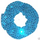 Turquoise Sequin Dots Fabric Hair Scrunchis Scrunchies by Sherry