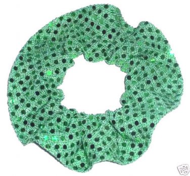 Green Sequin Dots Fabric Hair Scrunchis Scrunchies by Sherry