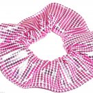 Pink Foil Sequins Knit Hair Scrunchie Scrunchies by Sherry Fabric Ties Ponytail New Pink Foil Sequins Knit Hair Scrunchie Scrunchies by Sherry Fabric Ties Ponytail New