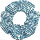 Blue Foil Sequins Knit Hair Scrunchie Scrunchies by Sherry Fabric Ties Ponytail New