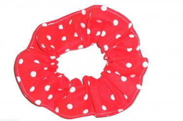 White on Bright Red Polka Dots Dot Fabric Hair Scrunchie Ties Scrunchies by Sherry