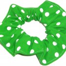 White Dots on Green  Polka  Dot Fabric Hair Scrunchie Ties Scrunchies by Sherry