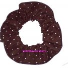 Tiny White Dots on Brown Polka Dots Dot Fabric Hair Scrunchie Ties Scrunchies by Sherry