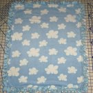 Clouds Blue Blanket Tie Dyed Hand Tied  Fleece Baby Pet Lap