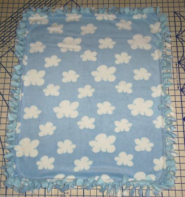 Clouds Blue Blanket Tie Dyed Hand Tied  Fleece Baby Pet Lap