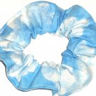 Clouds in the Sky Blue Fabric Hair Scrunchie Scrunchies by Sherry