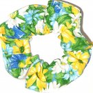Blue Yellow Daisies Floral Fabric Hair Ties Scrunchie Scrunchies by Sherry