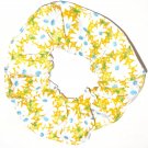 White Daisies Floral Yellow Fabric Hair Ties Scrunchie Scrunchies by Sherry