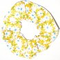 White Daisies Floral Yellow Fabric Hair Ties Scrunchie Scrunchies by Sherry