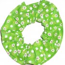 Daisy Daisies Floral Green Fabric Hair Ties Scrunchie Scrunchies by Sherry
