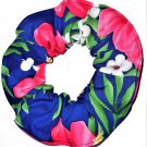 Tropical Pink Blue Floral Fabric Hair Scrunchie Scrunchies by Sherry