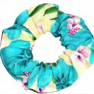 Tropical Teal Yellow Floral Fabric Hair Scrunchie Scrunchies by Sherry Tropical Teal Yellow Floral Fabric Hair Scrunchie Scrunchies by Sherry