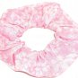 White Floral Pink Fabric Hair Ties Scrunchie Scrunchies by Sherry