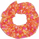 Pink Yellow Orange Tiny Floral Flowers Fabric Hair Scrunchie Tie Scrunchies by Sherry