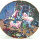 Pigs in Bloom Hogs Pigmentation Collector Plate Danbury Mint Pig Retired