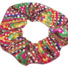 Yellow Green Hair Scrunchie Metallic Sequin Dots Rainbow Tie Ponytail Scrunchies by Sherry