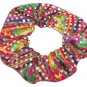 Yellow Green Hair Scrunchie Metallic Sequin Dots Rainbow Tie Ponytail Scrunchies by Sherry