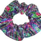 Purple Blue Hair Scrunchie Metallic Sequin Dots Rainbow Tie Ponytail Scrunchies by Sherry