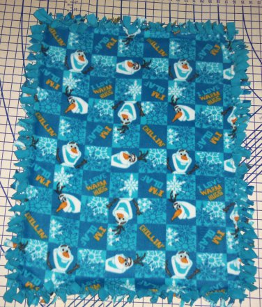 Disney Frozen Olaf Warm Hugs Blue Fleece Baby Blanket Pet Lap 24" x 30"
