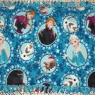 Disney Frozen Elsa Anna Kristoff Olaf Sven Blue Fleece Baby Blanket Pet Lap 24" x 30"