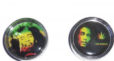 Bob Marley Hand Muller Herb Spice Tobacco Grinder Drum Style 3 Piece Lot of 2