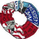 President Obama Patchwork Fabric Hair Scrunchie Tie Scrunchies by Sherry