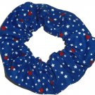 Stars Patriotic Blue Fabric Hair Scrunchie Scrunchies by Sherry