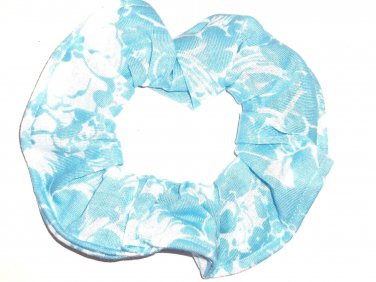 Blue White Knit Fabric Mini Hair Ties Scrunchie Scrunchies by Sherry Set of 2