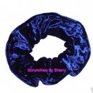 Midnight Blue Crushed Velvet Fabric Hair Scrunchie Ties Scrunchies by Sherry