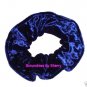 Midnight Blue Crushed Velvet Fabric Hair Scrunchie Ties Scrunchies by Sherry