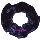 Navy Blue Crushed Velvet Fabric Hair Scrunchie Ties Scrunchies by Sherry