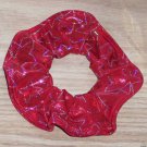 Red Metallic Star Search Spandex Hair Scrunchie Fabric Scrunchies by Sherry