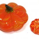 Glass Pumpkins Swirls Paperweight Halloween Murano Style Fall Thanksgiving Lot 2