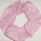 Pink White Tiny Gingham Fabric Hair Scrunchie Scrunchies