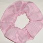 Pink White Tiny Gingham Fabric Hair Scrunchie Scrunchies