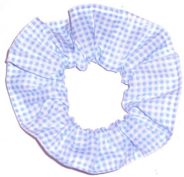 Blue White Tiny Gingham Fabric Hair Scrunchie Scrunchies