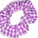 Purple White Medium Gingham Fabric Hair Scrunchie Scrunchies