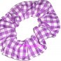 Purple White Medium Gingham Fabric Hair Scrunchie Scrunchies