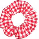 Red White Medium Gingham Fabric Hair Scrunchie Scrunchies