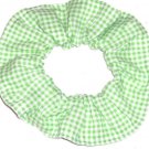 Green White Tiny Gingham Fabric Hair Scrunchie Scrunchies