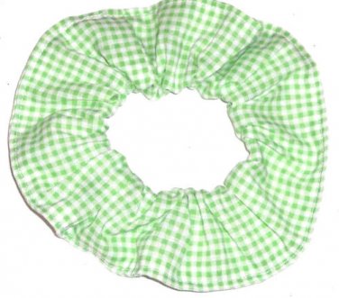 Green White Tiny Gingham Fabric Hair Scrunchie Scrunchies