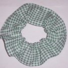 Dark Green White Tiny Gingham Fabric Hair Scrunchie Scrunchies