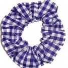 Purple White Small Gingham Fabric Hair Scrunchie Scrunchies