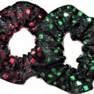 Glitter Metallic Sequins Square Hair Scrunchie Scrunchies by Sherry Red Green Set of 2