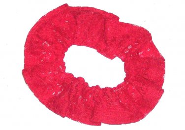 Red Lace Fabric Hair Scrunchie Scrunchies by Sherry