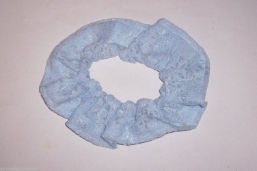 Blue Lace Fabric Hair Scrunchie Scrunchies by Sherry