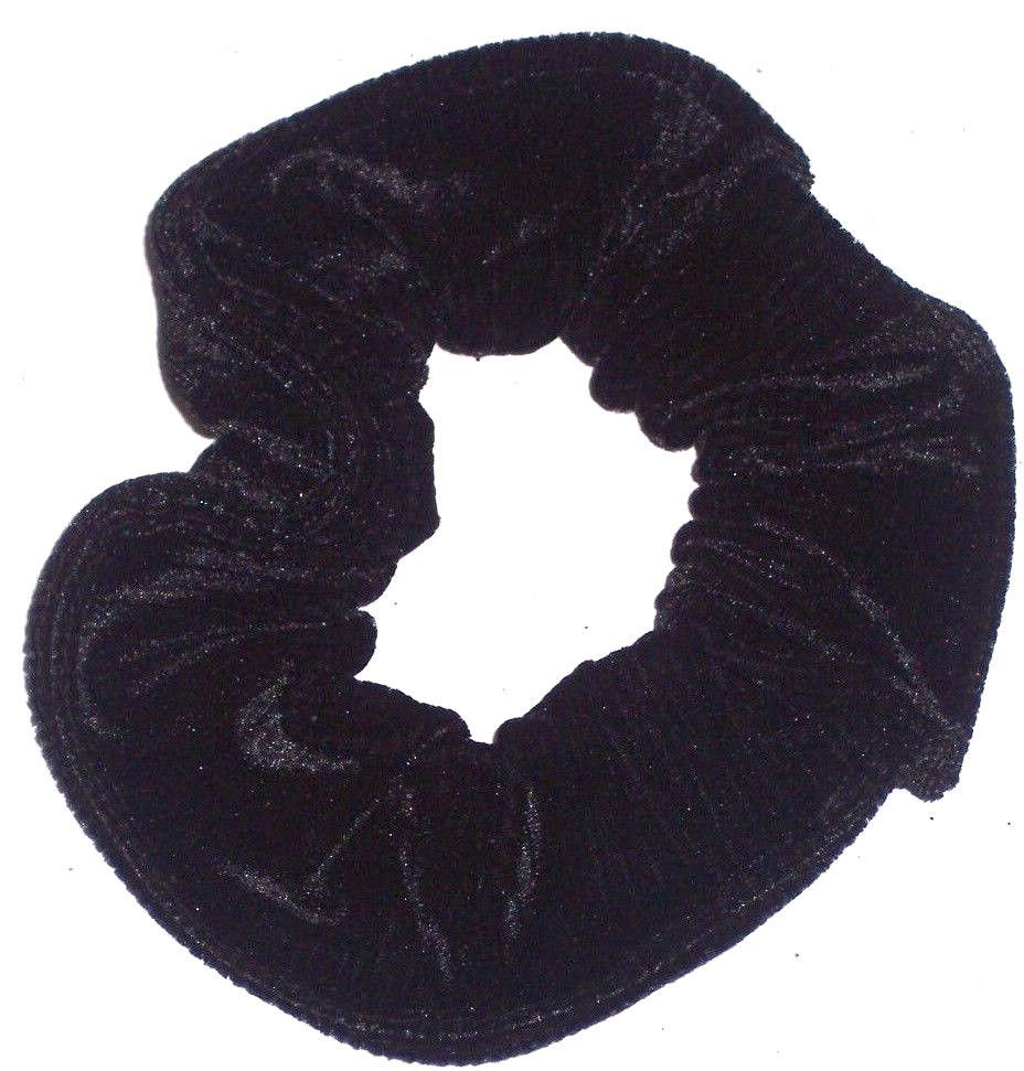 Black Ribbed Hair Scrunchie Velvet Scrunchies by Sherry Ties